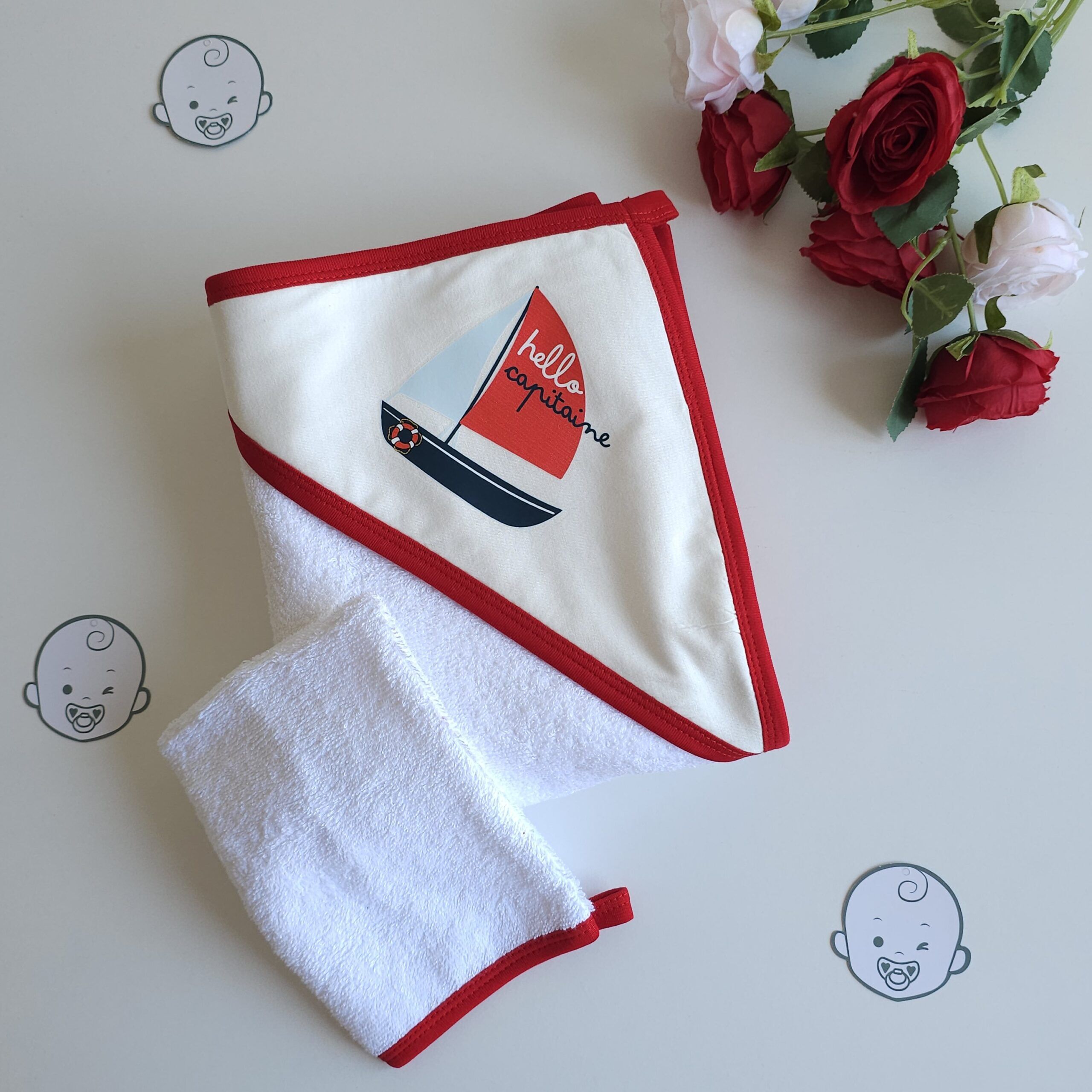 Serviette de bain bébé "HELLO CAPITAINE"