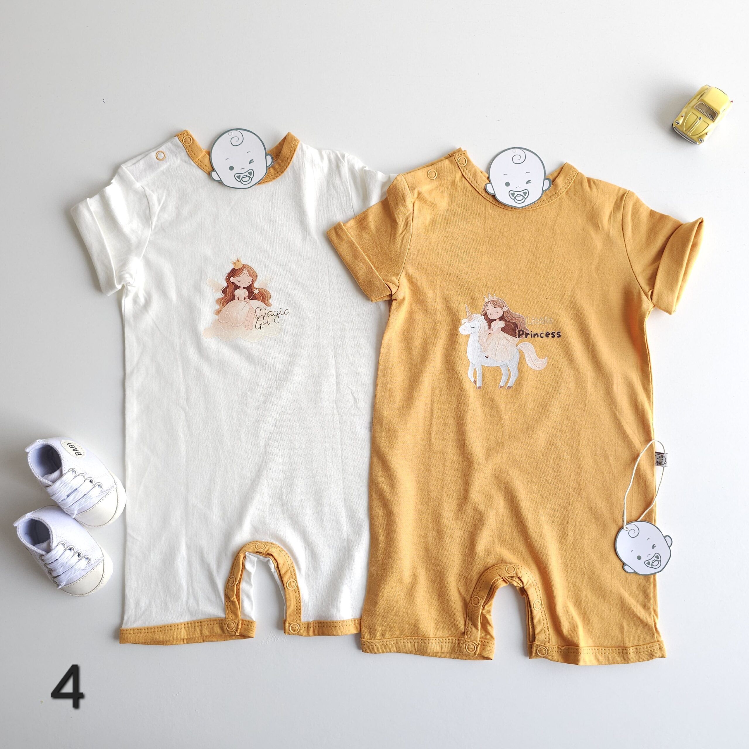 Lot de 2 Combinaisons bébé été 0 à 9 mois 100% coton doux - Image 5