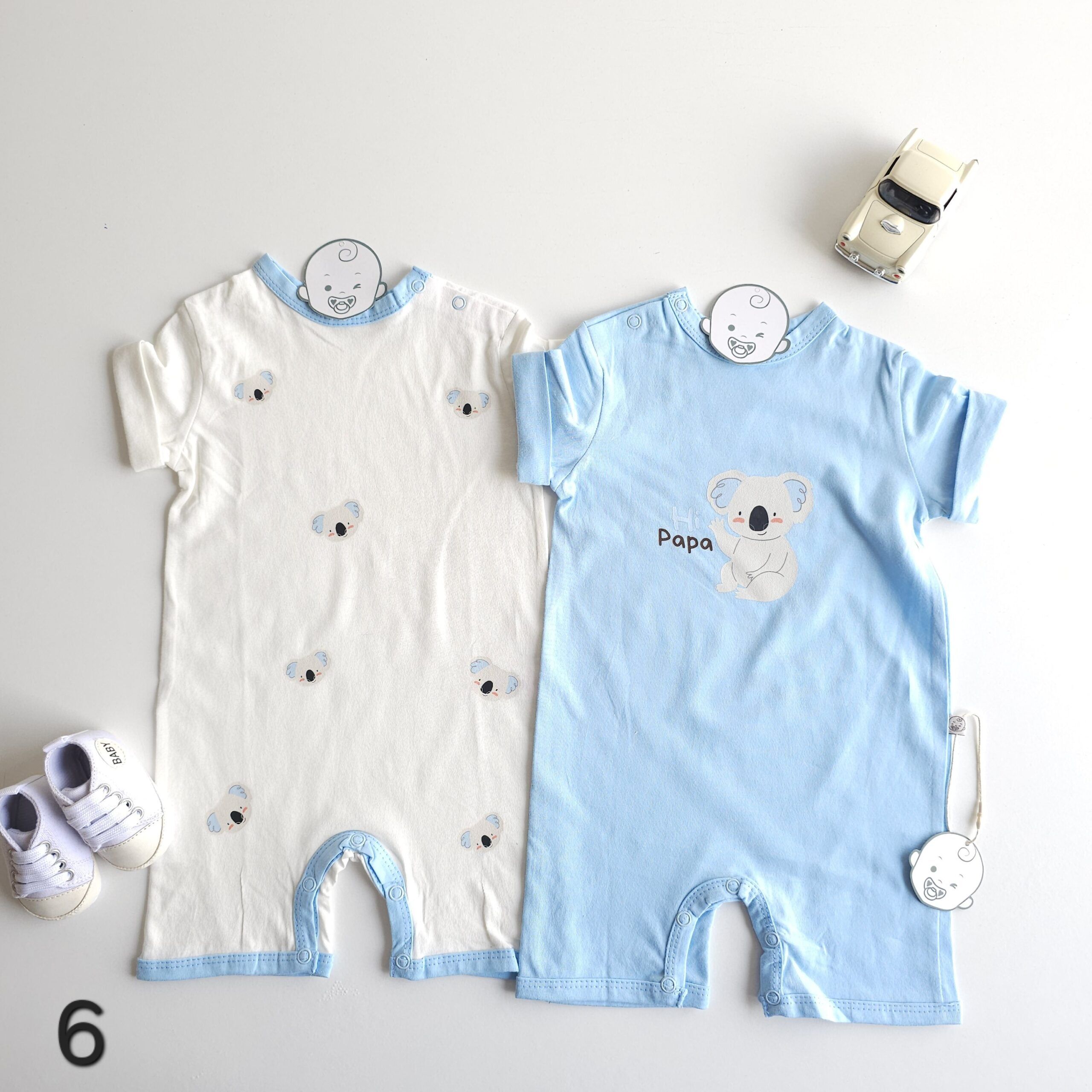 Lot de 2 Combinaisons bébé été 0 à 9 mois 100% coton doux - Image 7