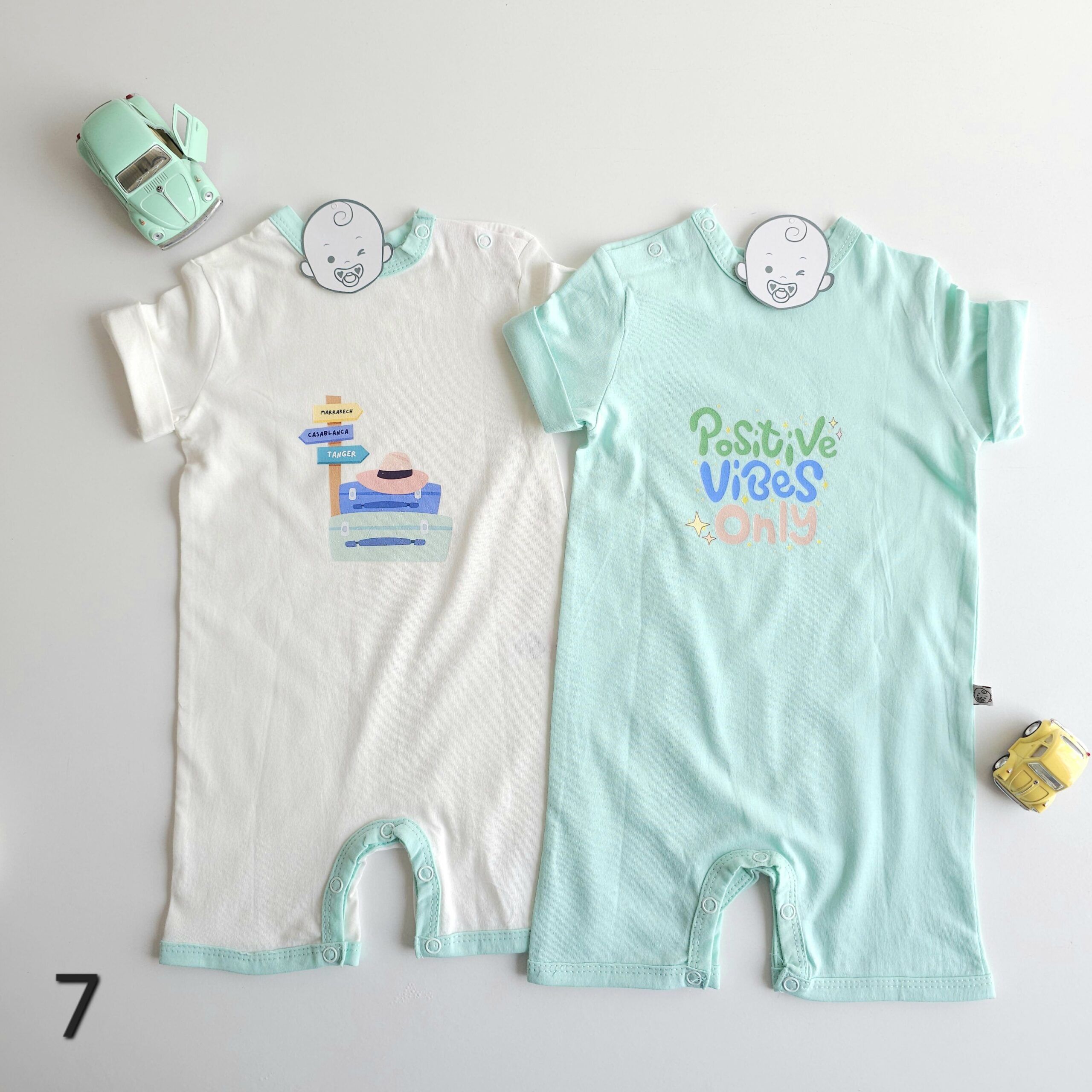 Lot de 2 Combinaisons bébé été 0 à 9 mois 100% coton doux - Image 8