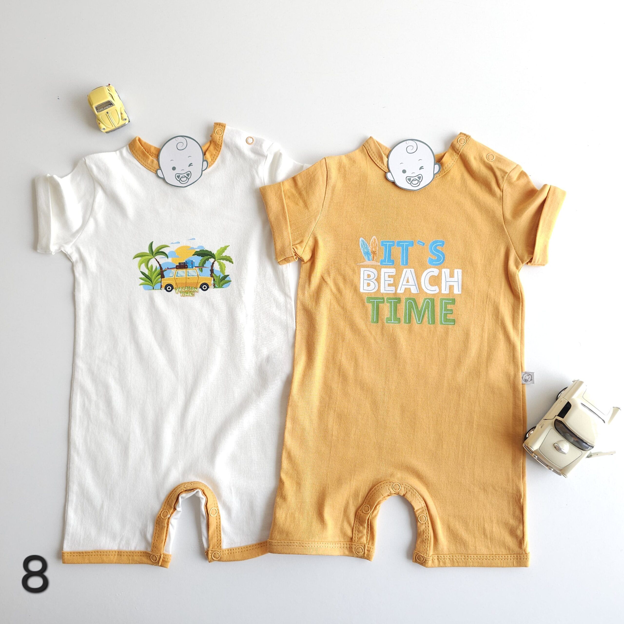 Lot de 2 Combinaisons bébé été 0 à 9 mois 100% coton doux - Image 9