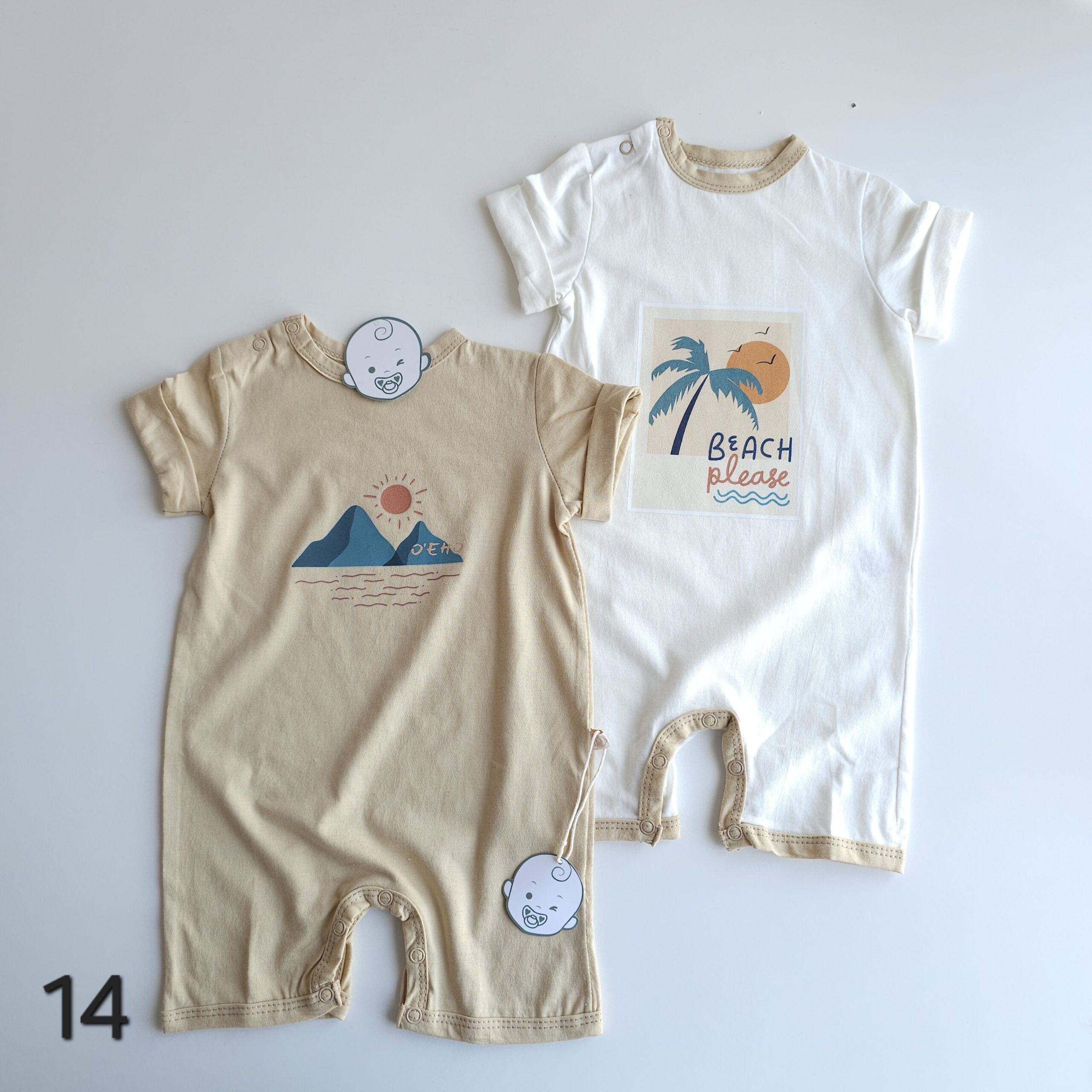 Lot de 2 Combinaisons bébé été 0 à 9 mois 100% coton doux - Image 15