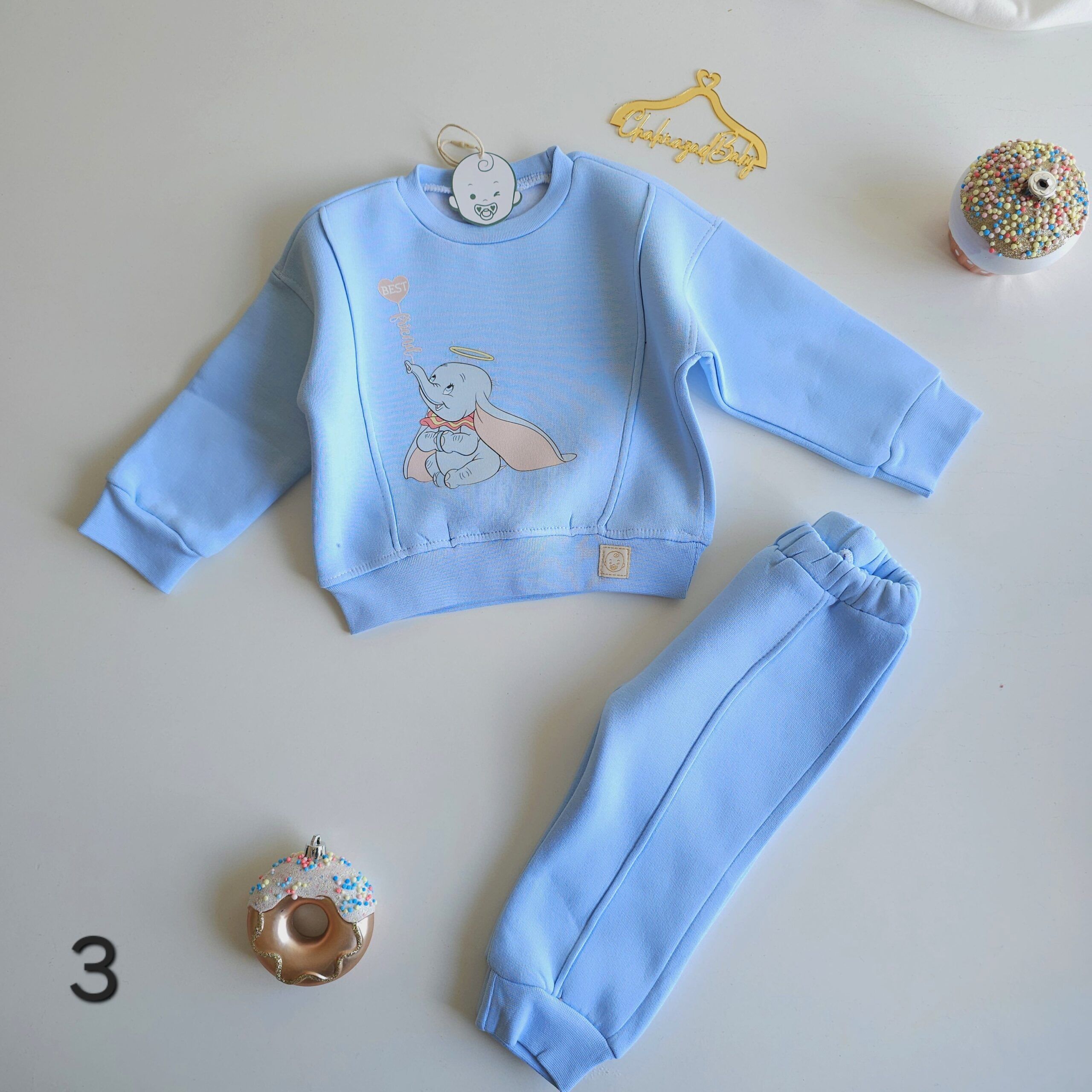 Ensemble d'Hiver Bébé 100% Coton hoodie et pantalon bébé motifs adorables - Image 4