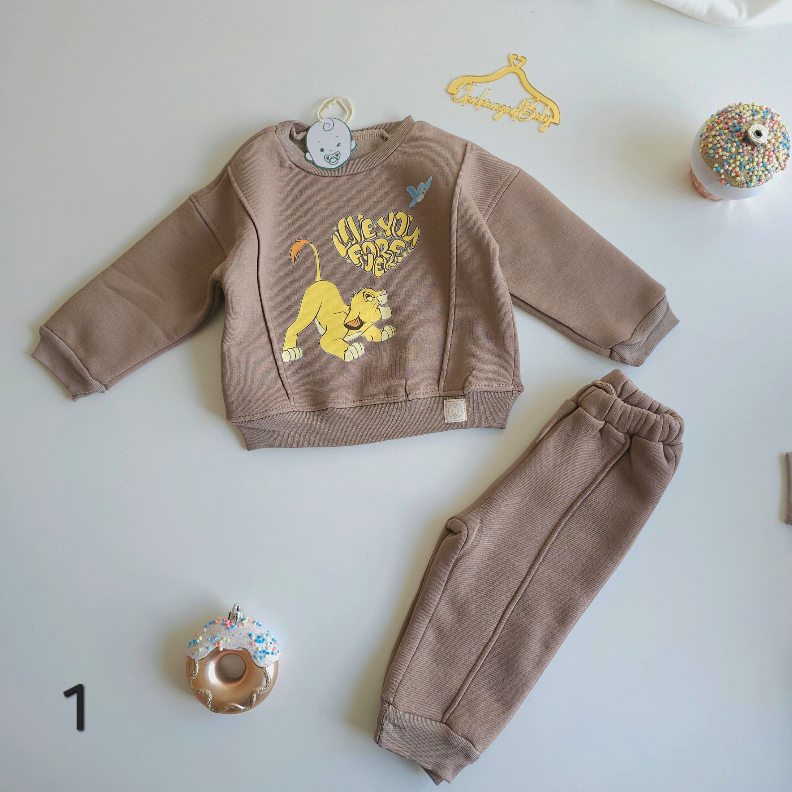 Ensemble d'Hiver Bébé 100% Coton hoodie et pantalon bébé motifs adorables - Image 2